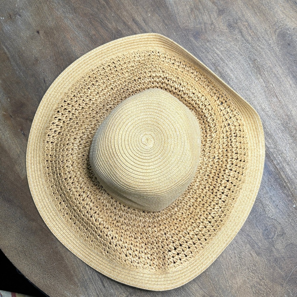 J Crew Wide Brim Floppy Beach Hat One Size Paper Boho Vacation Sun Hat